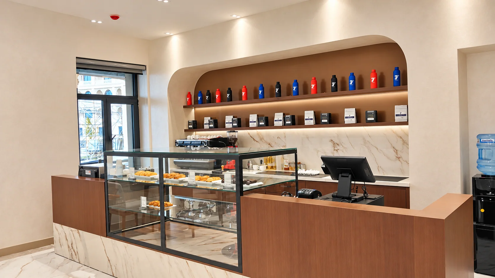 Coffee and pastry counter at 7oz Espresso